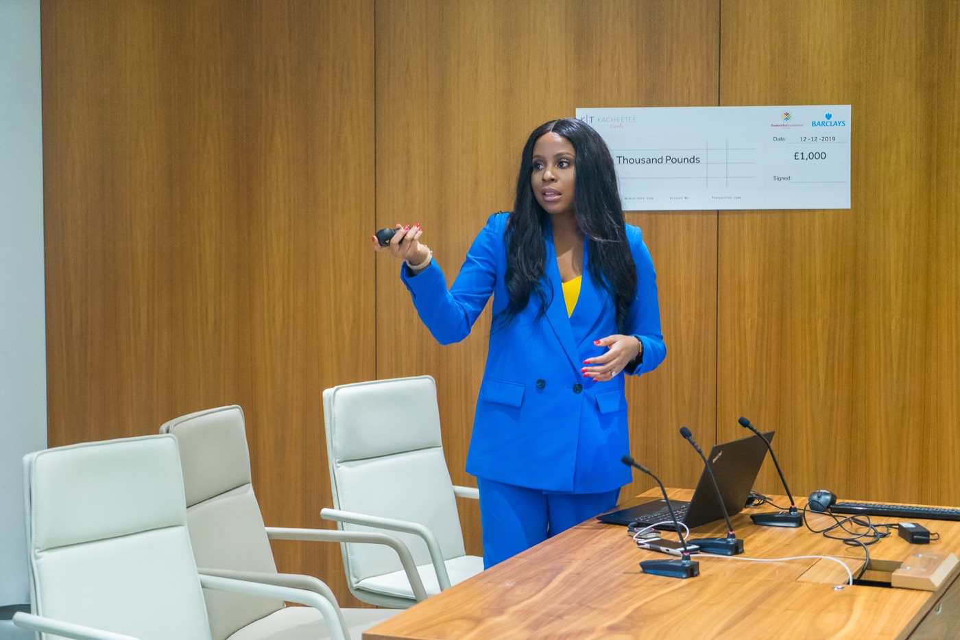 Speaking to a room during a workshop